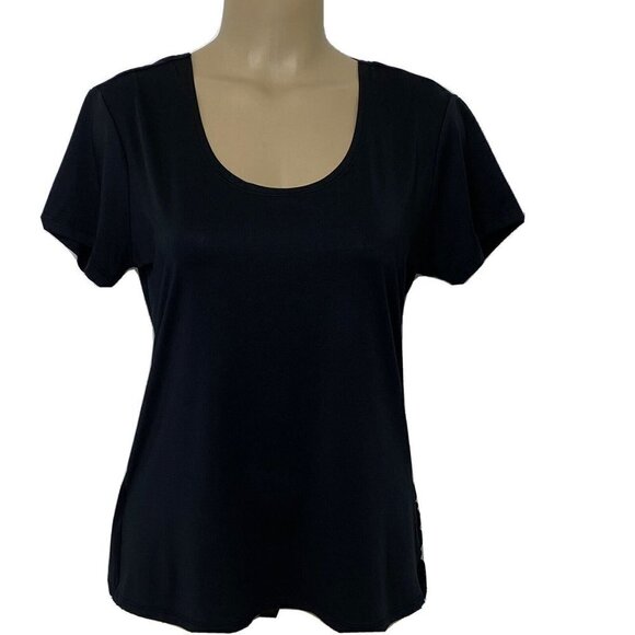 Marika Women's size Small Short Sleeve Open Back Athletic Yoga Top Black - Picture 5 of 12